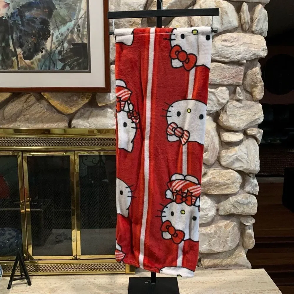 Hello kitty candy cane Christmas blanket